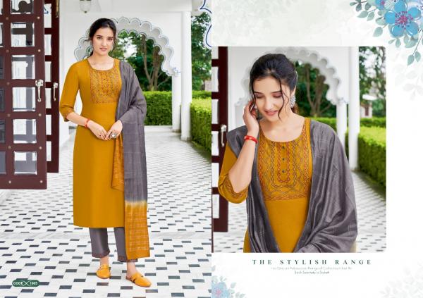 Jinesh Nx Nazrana Fancy Chinon Kurti With Bottom Dupatta Collection